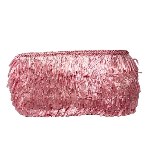 PRADA Vintage Logo Clutch Bag Pink Gold Raffia
Polyethylene Zip Rank AB - Picture 8 of 12